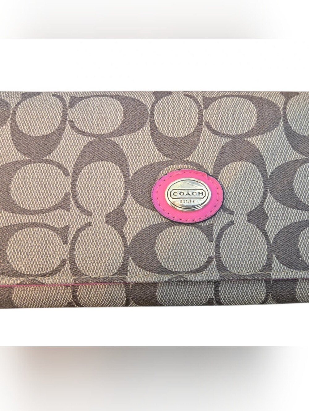 COACH Signature Canvas Pink Trim Wallet